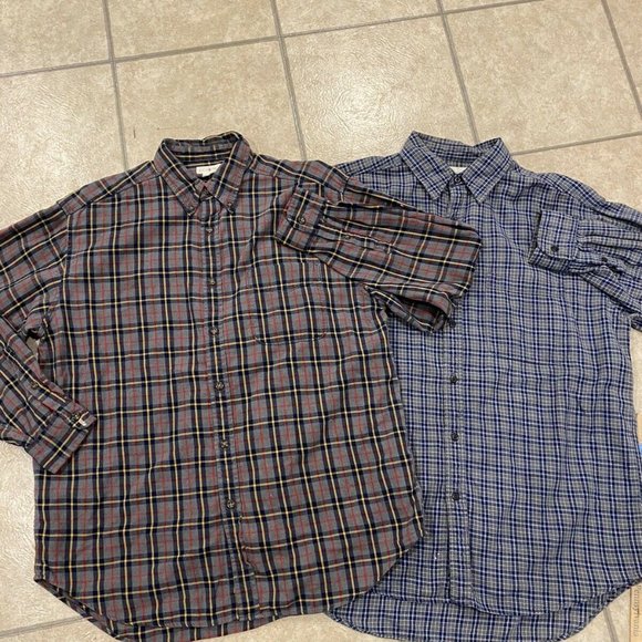 2 Vintage J.CREW Plaid Flannel Button Down Shirt M